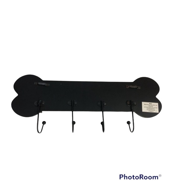 Dog Bone Shape Wall Plaque Wall Hooks Decorative Lacquer 4 Metal Hooks 7” X 16” - Picture 4 of 7